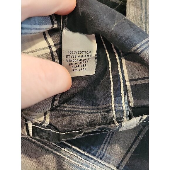 BKE Vintage Men’s 2XL Plaid Athletic Fit Pearl Snap Distressed Rock Western - Picture 7 of 7